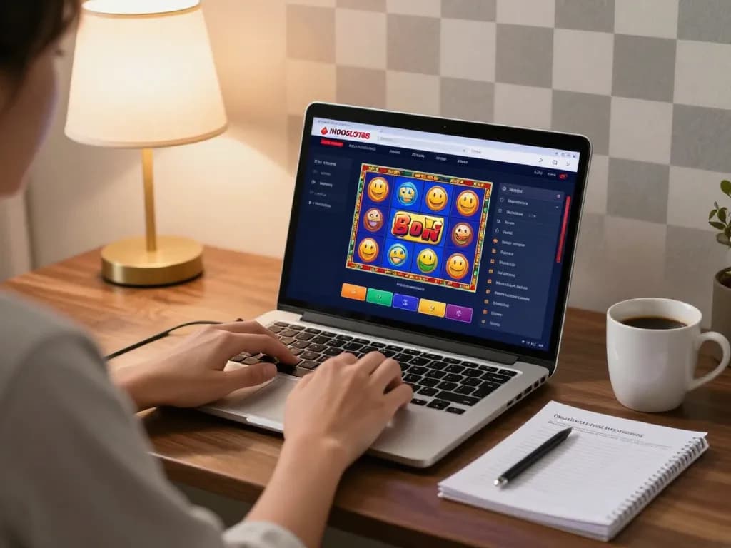 Engaging online gaming scene on platform INDOSLOT88 Indonesia with player managing bets and strategies.