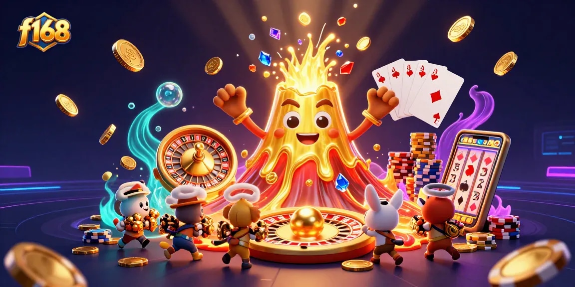 Win big at f168 with a dynamic scene of golden treasure, exciting games, and enthusiastic characters.