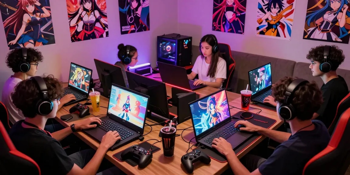 Players enjoying diverse hentai games in a cozy gaming nook.