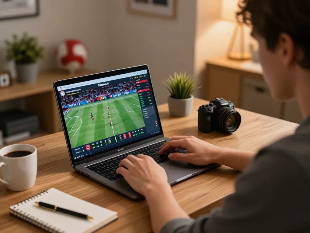 Betting on sports via JUN88 live odds, showcasing an engaging at-home gaming experience.