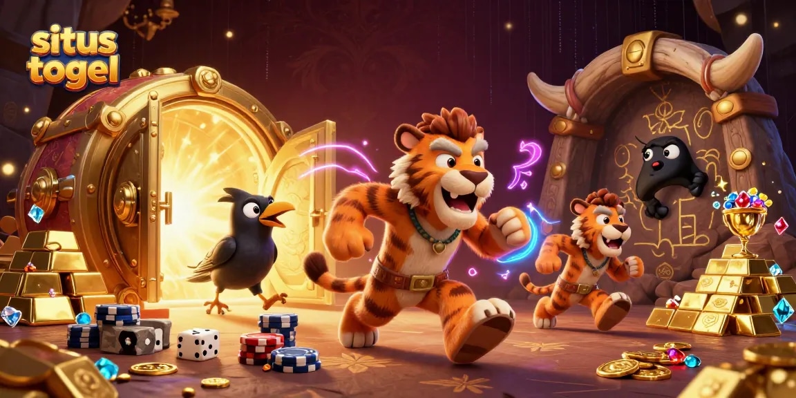 Engage in thrilling situs togel adventures with a vibrant prehistoric casino illustration.