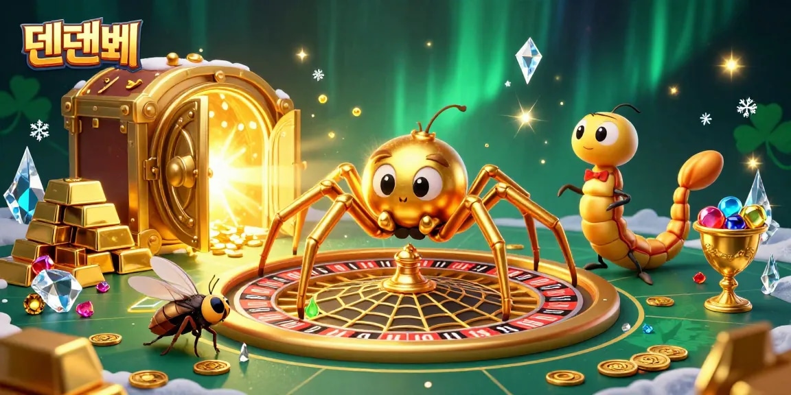 Place bets at 텐텐벳 with a golden spider croupier spinning a roulette wheel web.