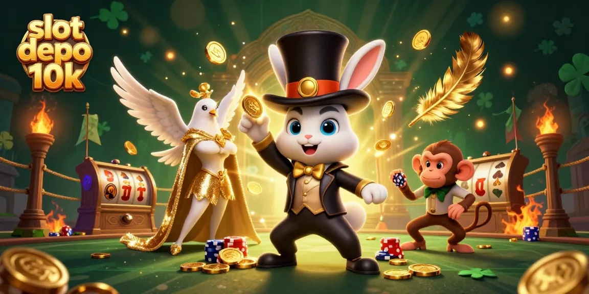 Spin to win with slot depo 10k, uncovering jackpots among swirling coins and casino magic.