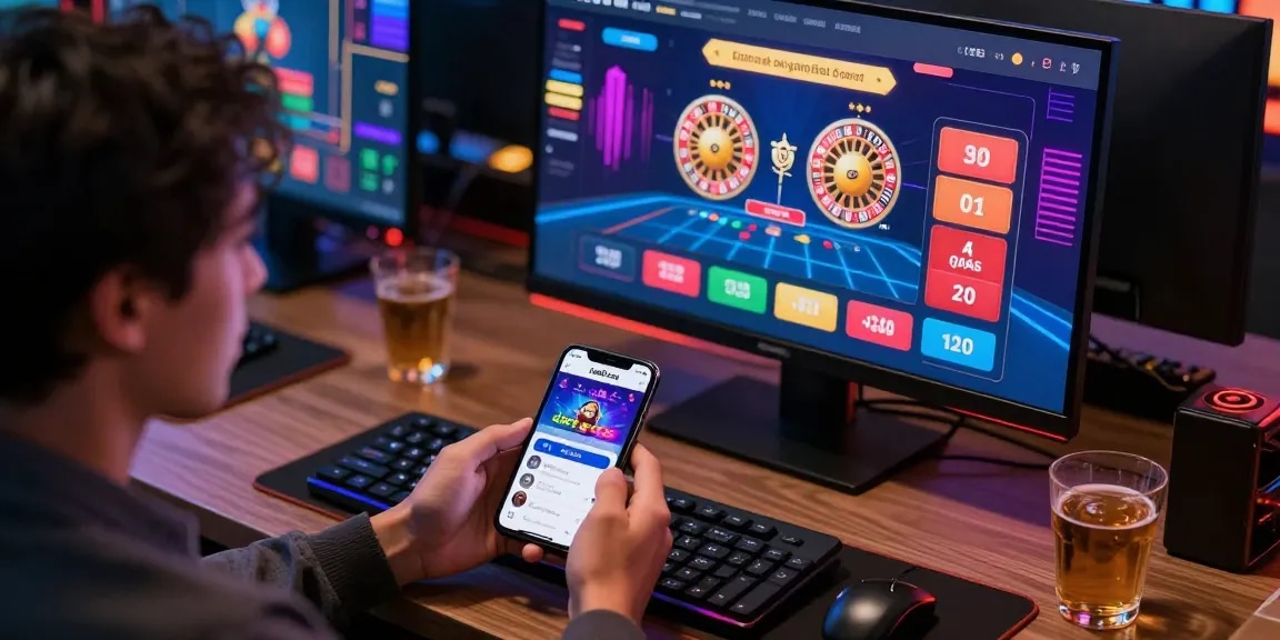 User interacting with fau88.com mobile app in a dynamic online gambling setup.