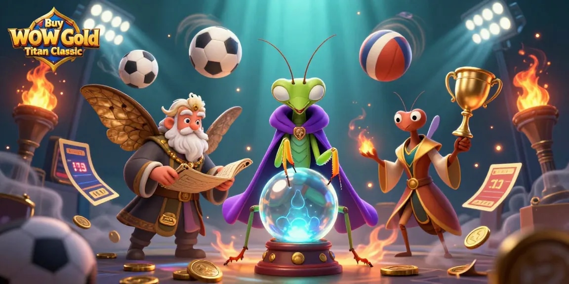 Buy WoW Gold Titan Classic in an exciting digital illustration showcasing gambling elements and mystical characters.