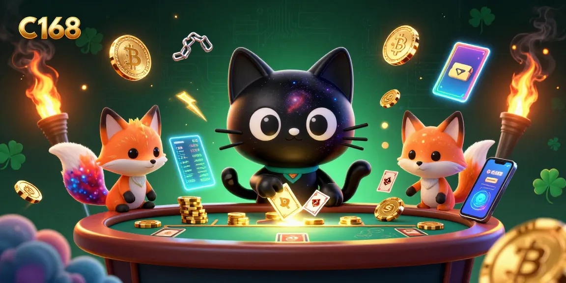 Experience the excitement at C168, featuring a cosmic casino with unique characters and vibrant elements.