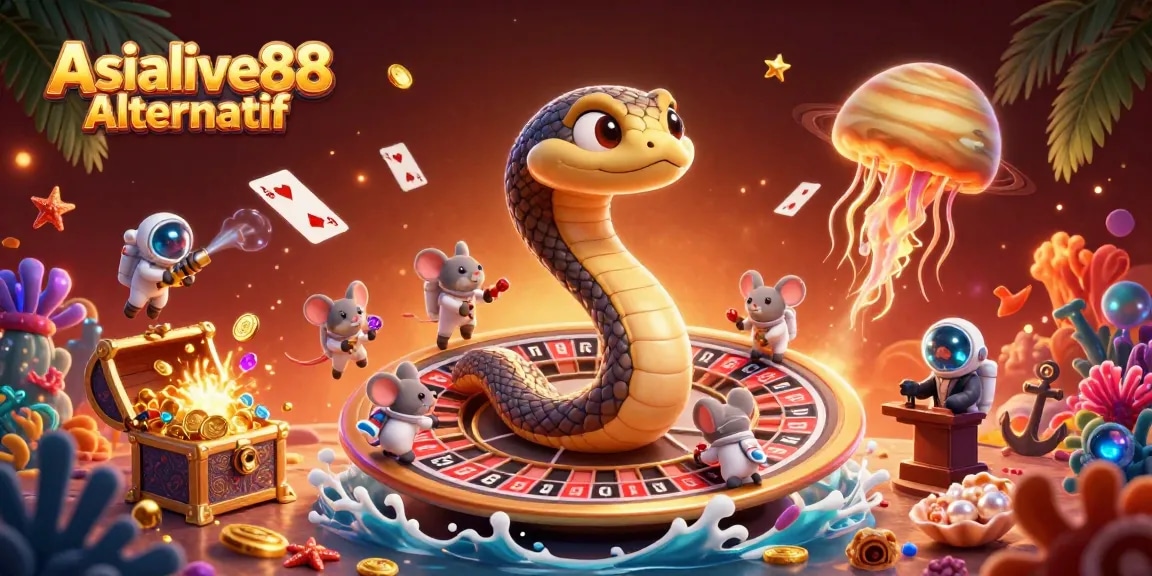 Experience thrilling bets with Asialive88 Alternatif as the cosmic dealer guides players in a vibrant 3D casino