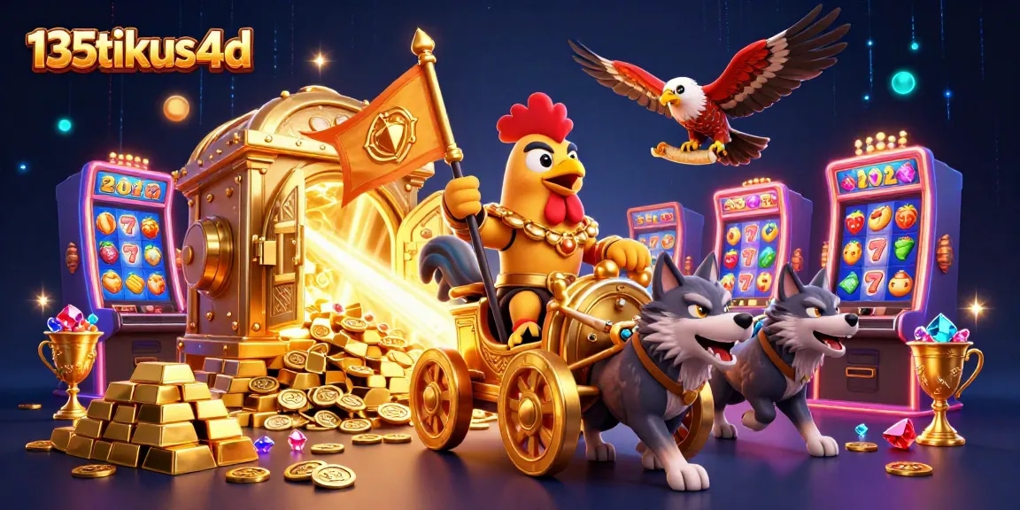 Immerse in the thrilling adventure of 135tikus4d with a rooster warlord in a treasure-filled casino