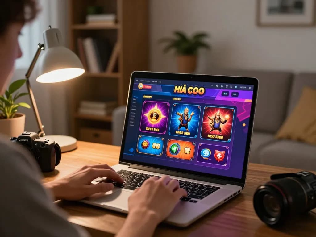 Engaging with nhà cái shbet online, a gamer uses a laptop while enjoying a comfortable home atmosphere.