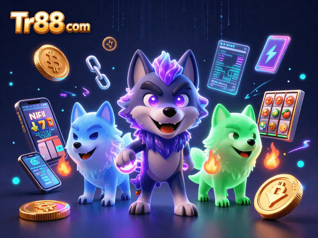 Engage with exciting games at Tr88 com as the dynamic wolf pack leads through a vibrant casino scene.