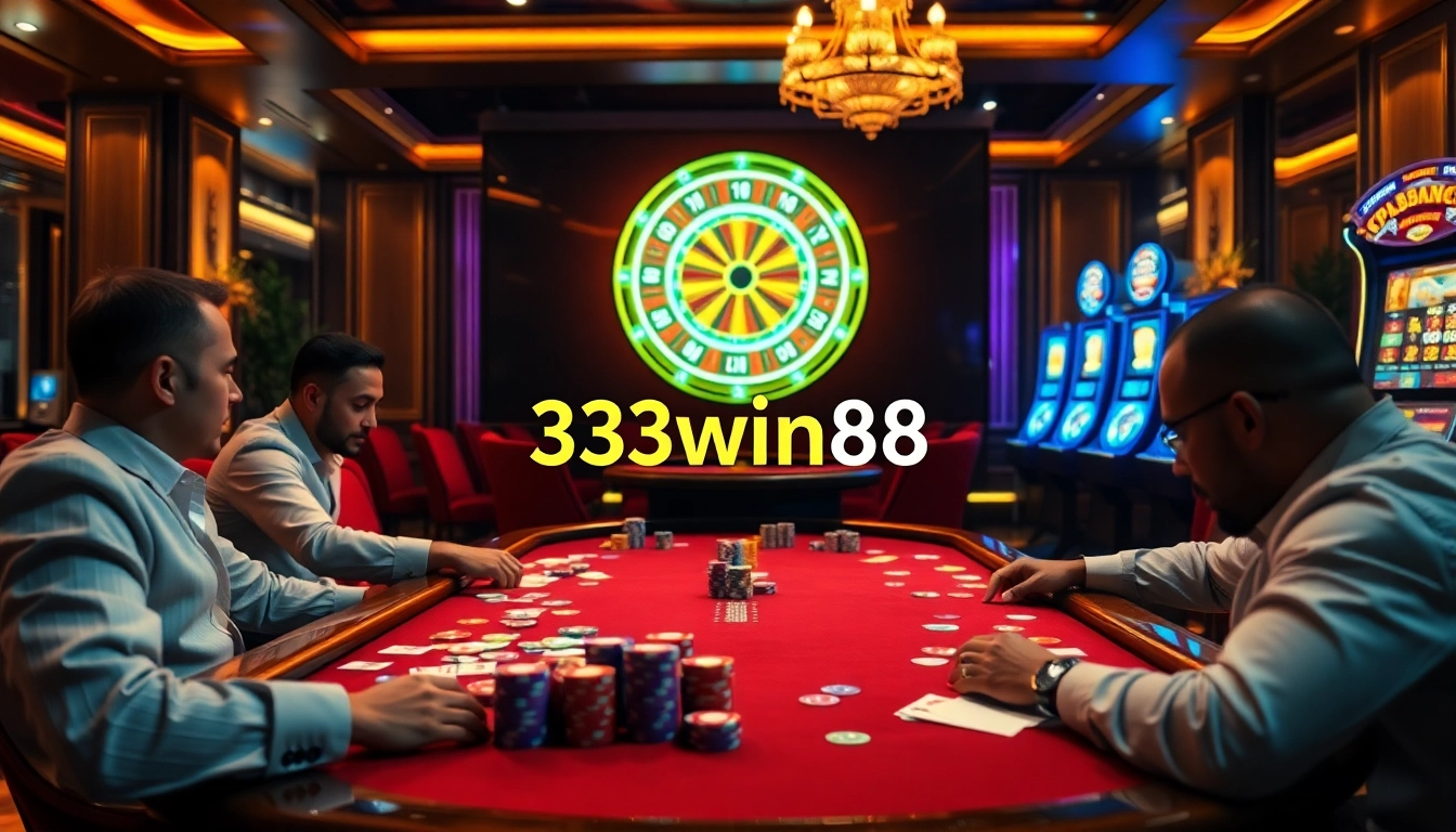 Pemain yang bersemangat di meja poker dengan taruhan tinggi mewakili permainan yang mendebarkan di 33win68.