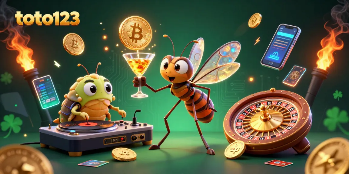 Engage with toto123 on a vibrant 3D casino scene featuring unique characters and crypto elements.