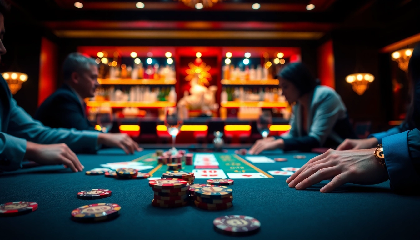 Permainan kasino bbni4d dengan taruhan tinggi dan pemain yang bersemangat di meja roulette.