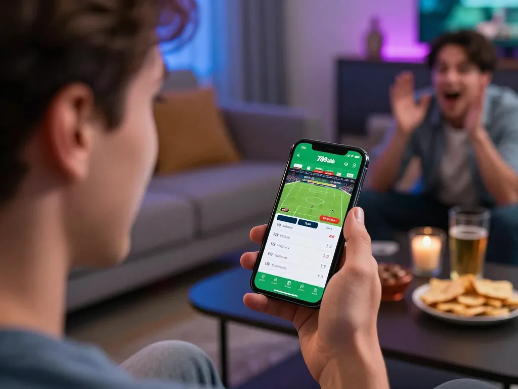 Player engaging with live betting on the 789club app during an exciting match.