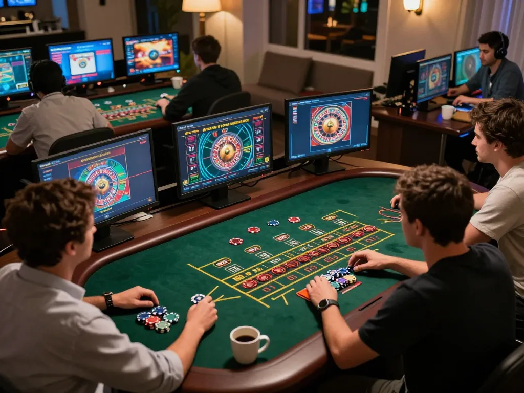 RR88 players actively engaging in a live roulette game on their devices, showcasing strategic betting