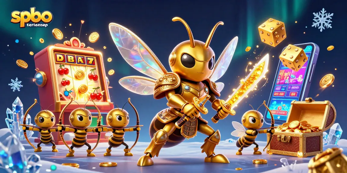 Win big with spbo terlengkap: a vibrant 3D illustration of an exciting casino scene.