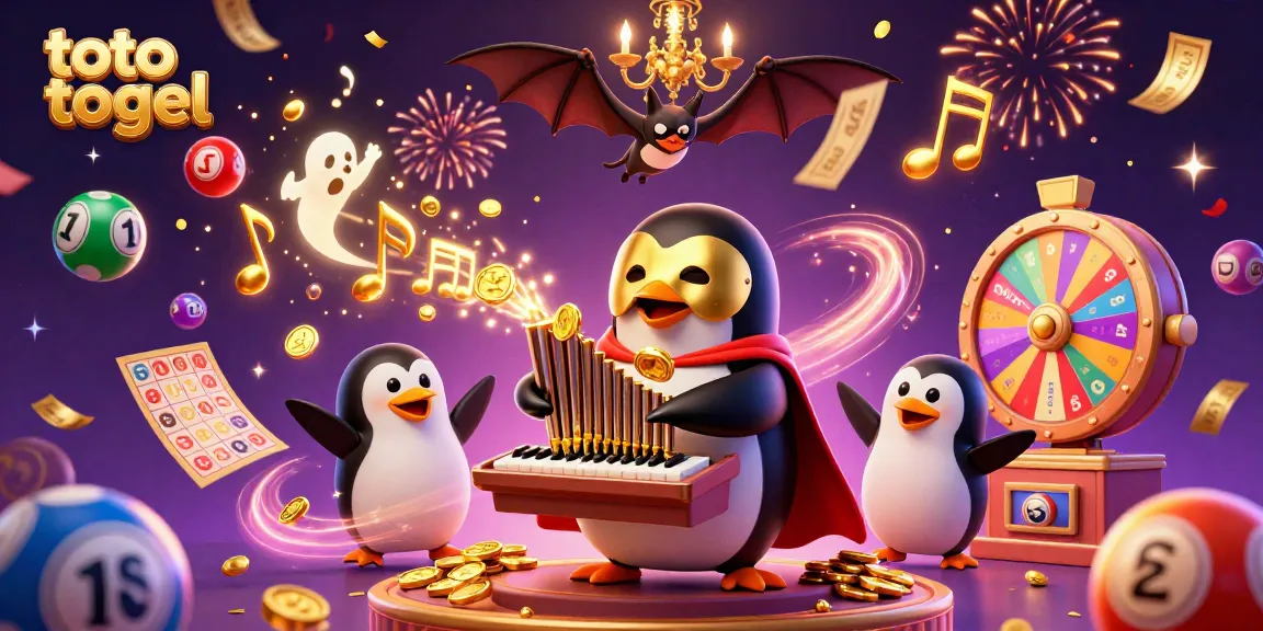 Experience dynamic gameplay in toto togel with colorful lottery balls and an enchanting penguin organist