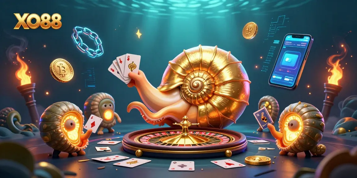 Engage with the vibrant world of XO88 in an animated 3D casino scene with glowing elements and rich details.