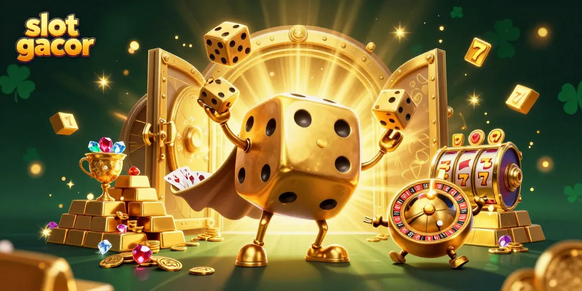 Engage with slot gacor excitement through a vibrant, dynamic illustration featuring playful casino elements.