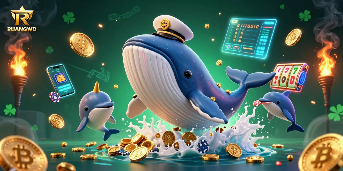 Experience the excitement of RUANGWD with a vibrant 3D casino illustration showcasing online gaming elements.
