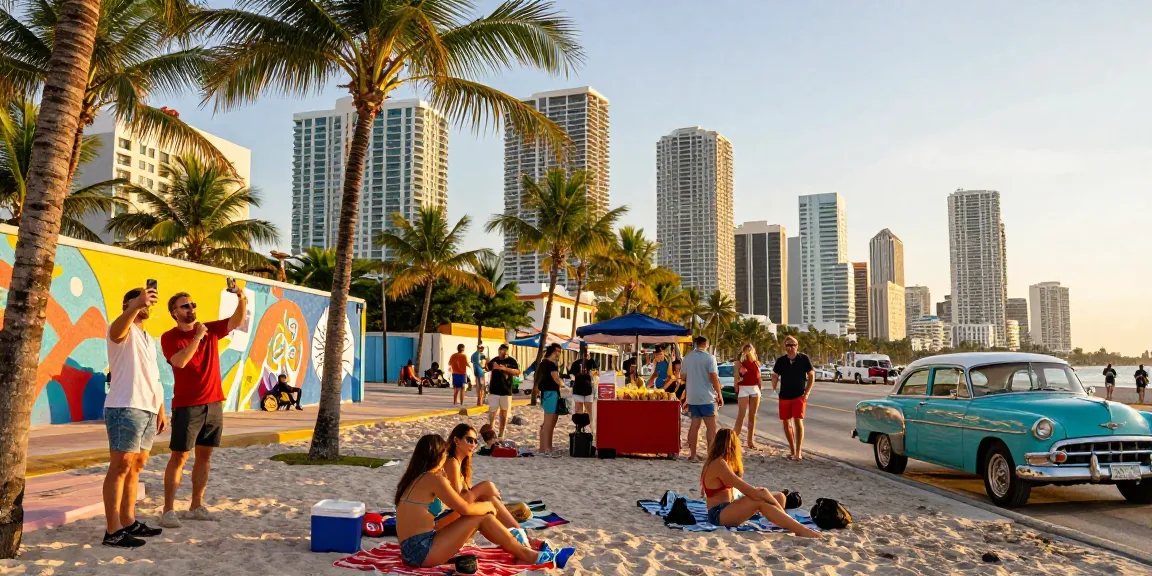 Aktivitas wisata di Miami dengan pemandangan indah dari https://miami4d.com/ saat matahari terbenam dan mural berwarna.