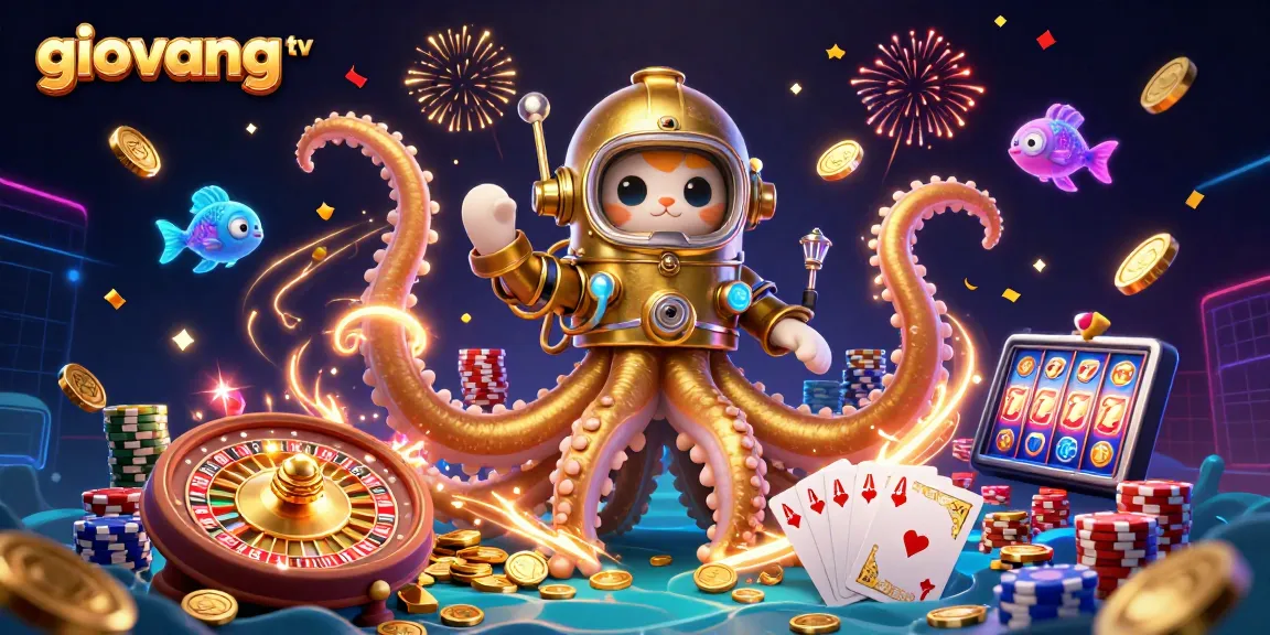 Engage with the thrilling action of giovang tv as a kraken and diving cat showcase a rich gambling scene.