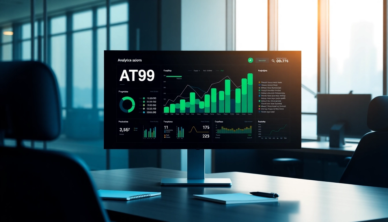 使用AT99軟體進行數據分析的專業辦公桌面。