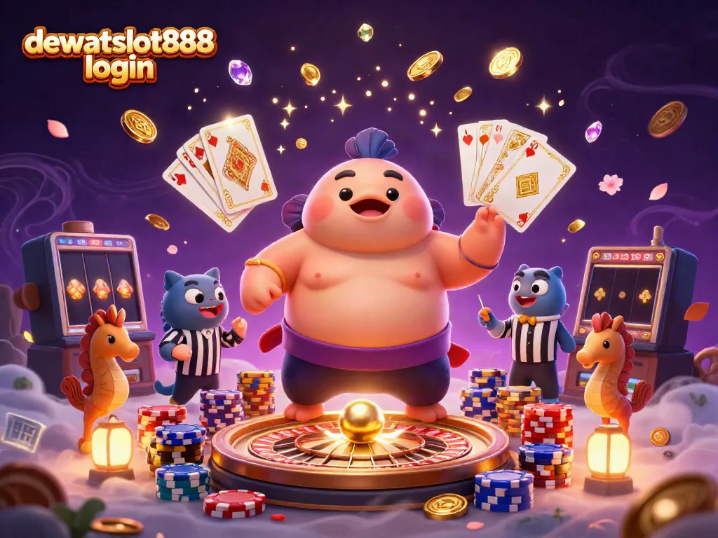 Visualisasikan pengalaman bermain kaya di dewataslot888 login dengan ikan fugu 3D dan elemen kasino menarik.
