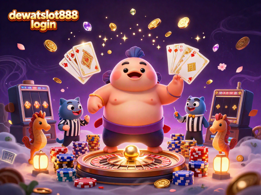 Visualisasikan pengalaman bermain kaya di dewataslot888 login dengan ikan fugu 3D dan elemen kasino menarik.