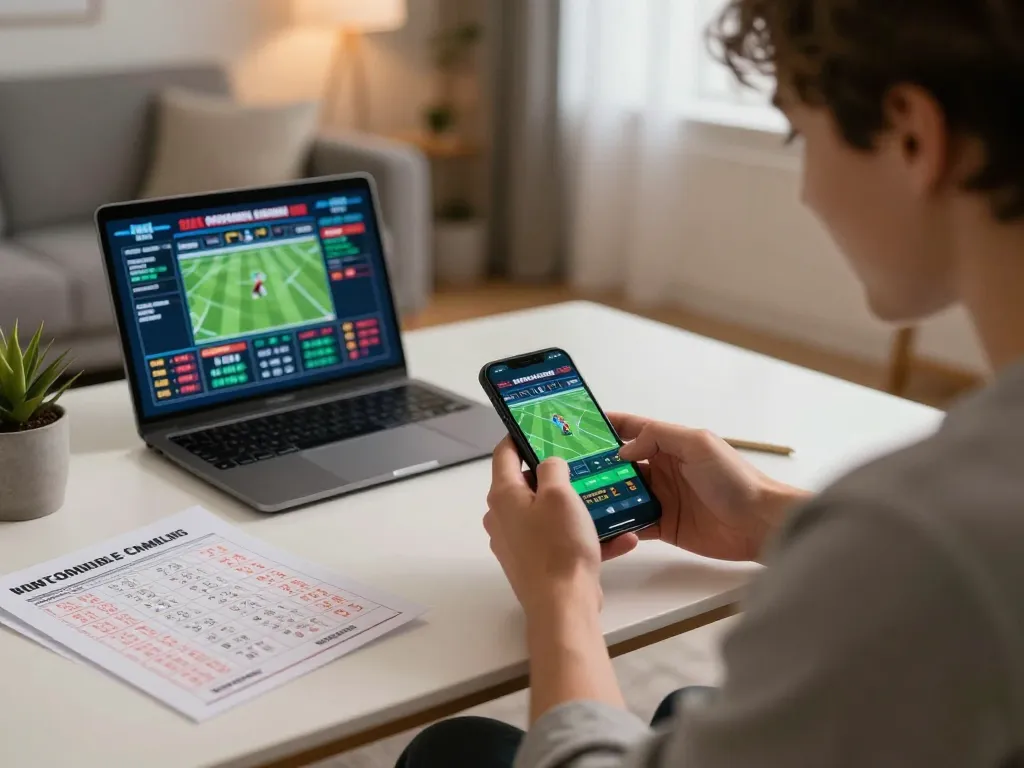 Betting excitement with 88aa app on smartphone in a cozy living room.