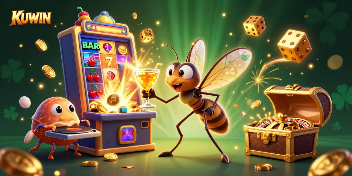 Experience the excitement at KUWIN with a vibrant casino scene featuring a stunning roulette wheel and dynamic gameplay elements.