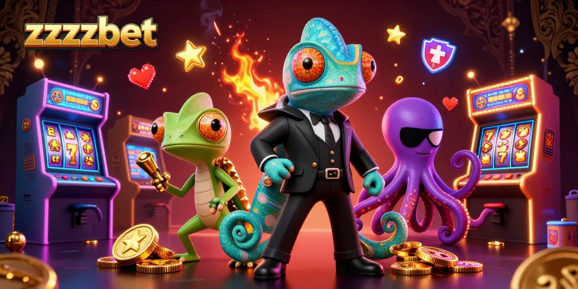 Ganhe com zzzzbet jogando itens de cassino emocionantes com um camaleão e um gecko em um cenário vibrante.