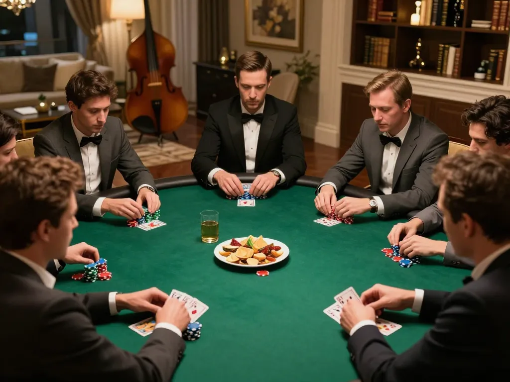 Players strategizing in a private poker game at LC88, showing intense focus and hidden cards