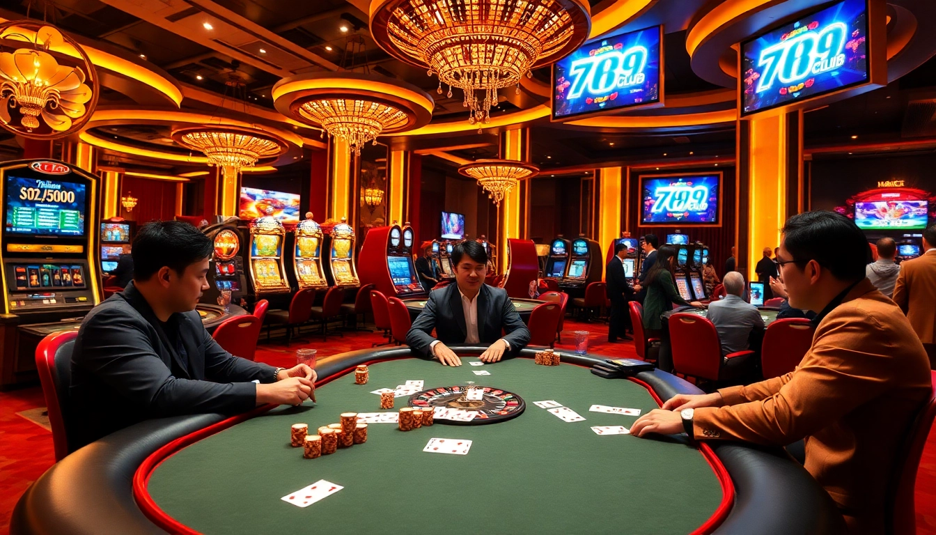 Thrilling gaming experience at 789club with poker tables and slot machines