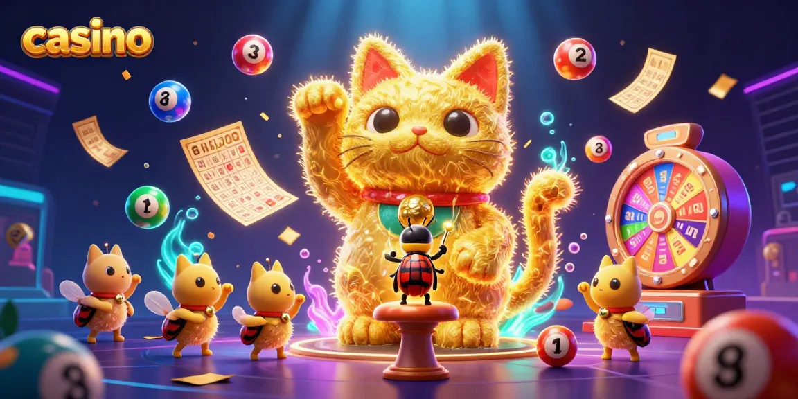 Engage with the vibrant casino scene of golden fireflies and lucky symbols spreading excitement!