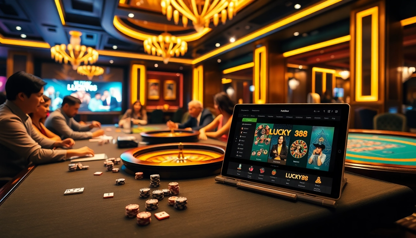 Experience the excitement at Nhà cái LUCKY88 casino with vibrant tables and engaging gameplay.