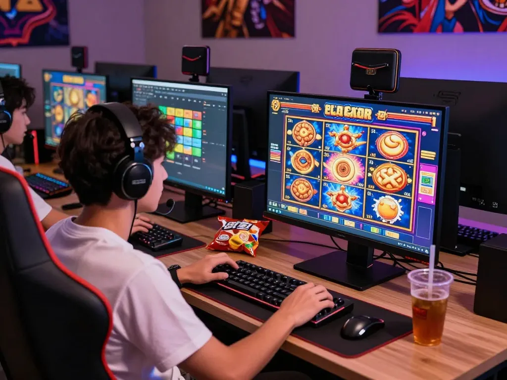 Engaging gaming setup featuring SLOT GACOR on screen, highlighting an immersive online experience.