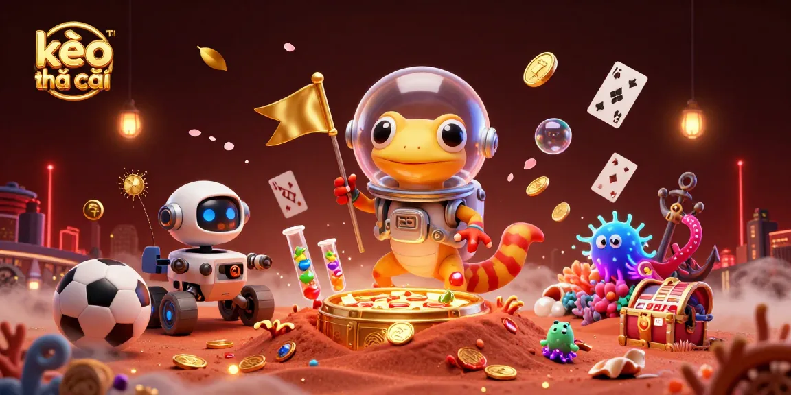 Win big at kèo nhà cái with sports betting dynamics in a vibrant 3D illustration.