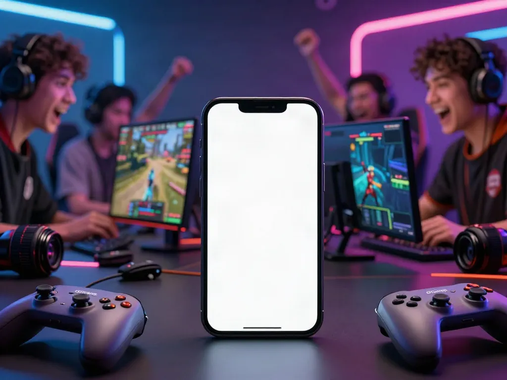 Competitive gamers engaging with the ORION88 mobile app in an energetic gaming environment.