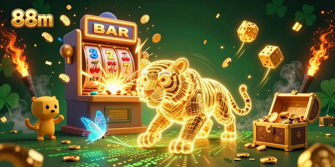 Experience the vibrant world of 88m with a winning slot machine jackpot burst and captivating visuals.