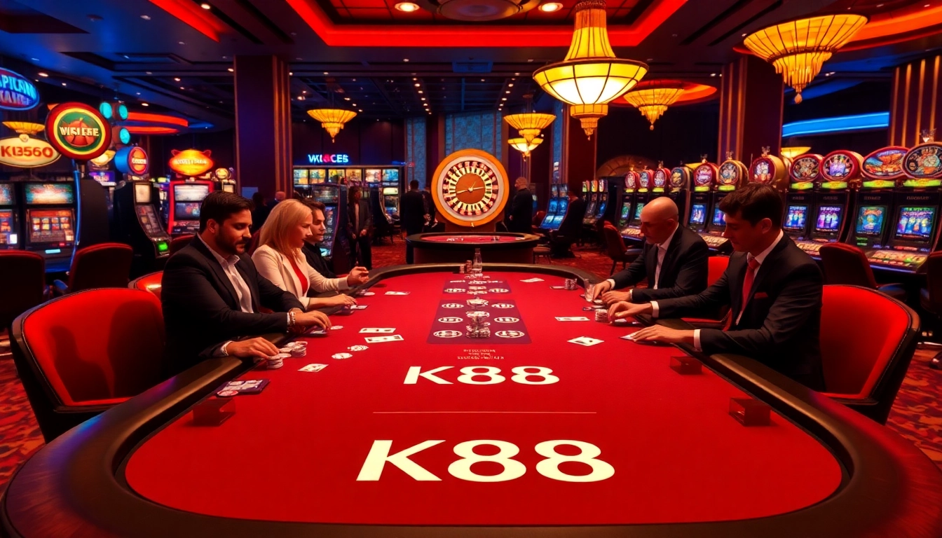 K88 elegant poker table in a luxurious casino ambiance, attracting players to thrilling games.