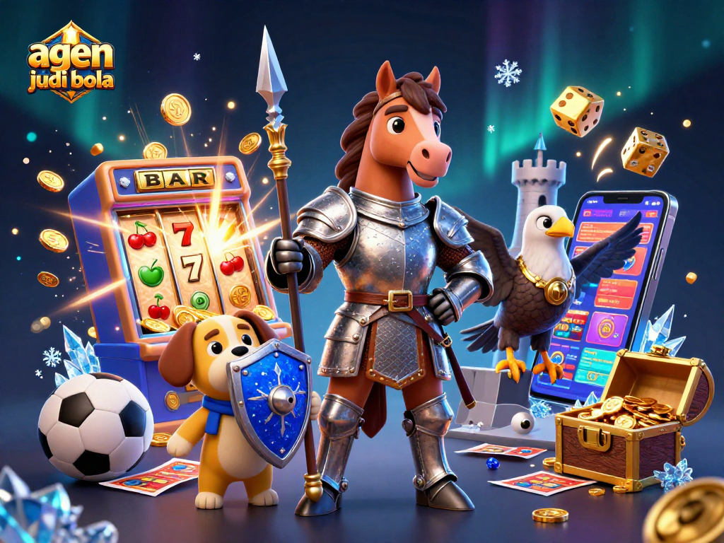 Experience the excitement of agen judi bola with our sports betting illustration featuring knights and treasures.