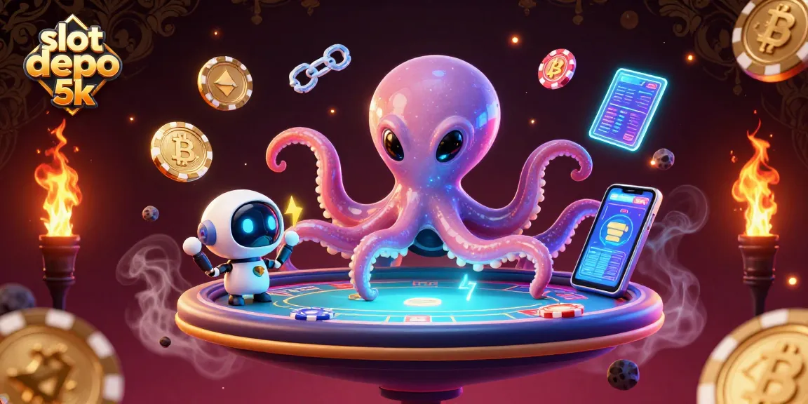 Engage in thrilling play with slot depo 5k at a vibrant alien casino featuring colorful cosmic decor.