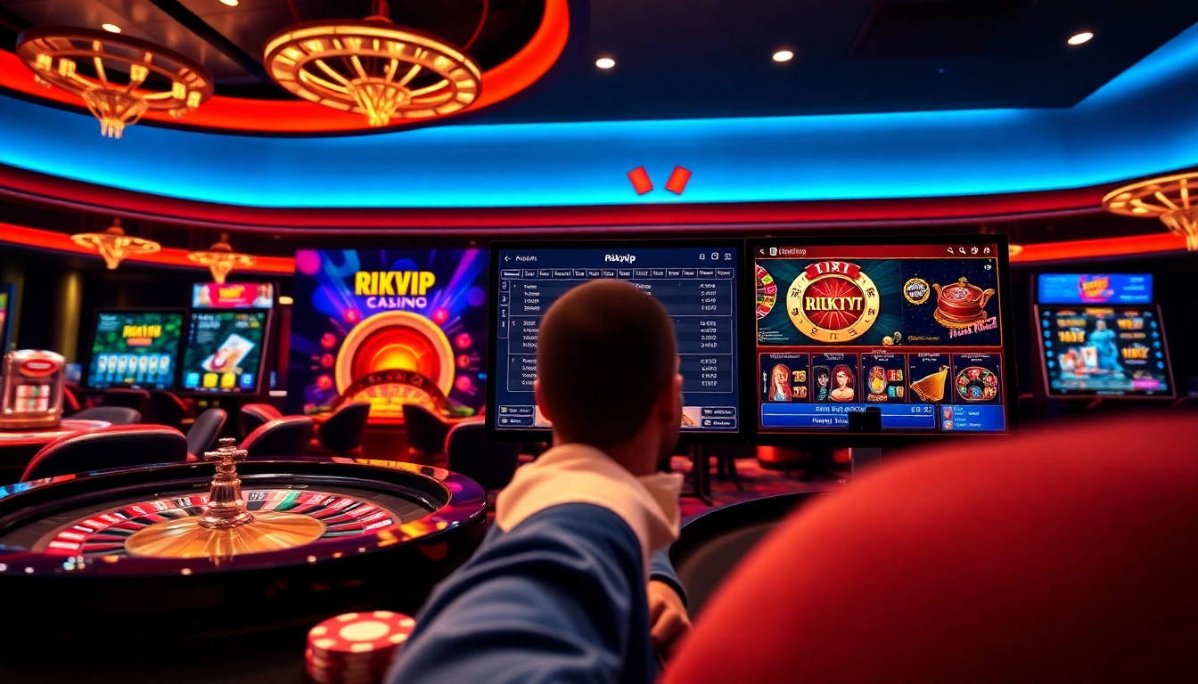 Experience the excitement of RIKVIP online gambling with engaging games and vibrant casino visuals.
