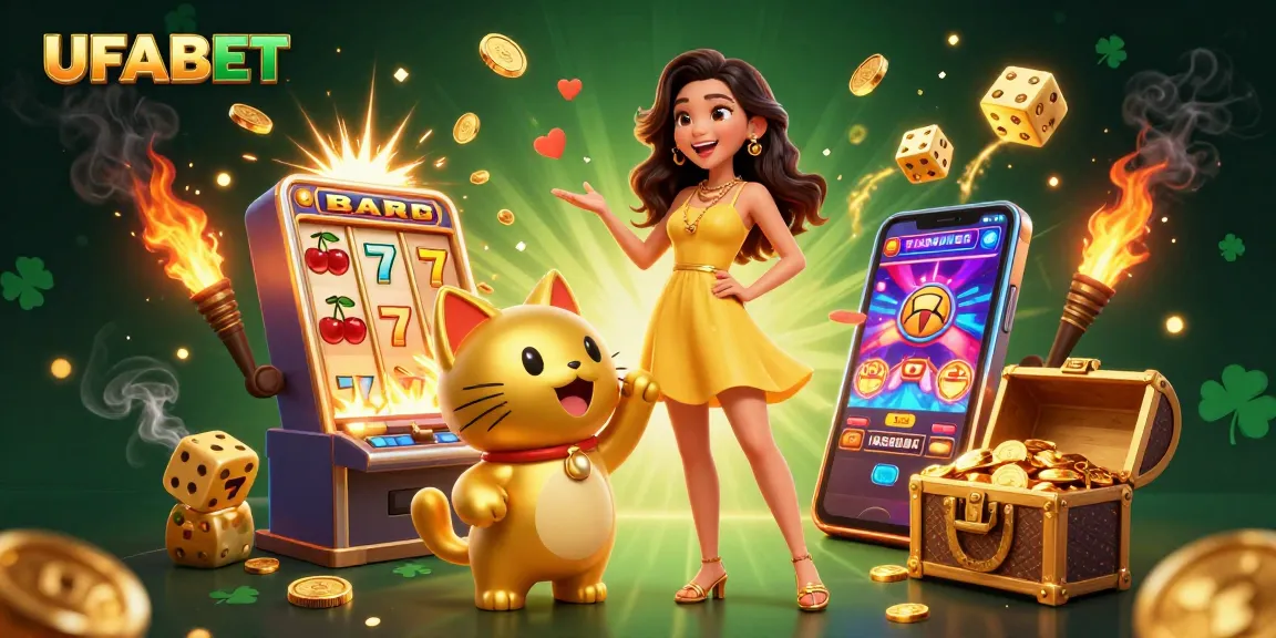 Join the excitement of UFABET with vibrant casino action showcased through a stunning illustration.