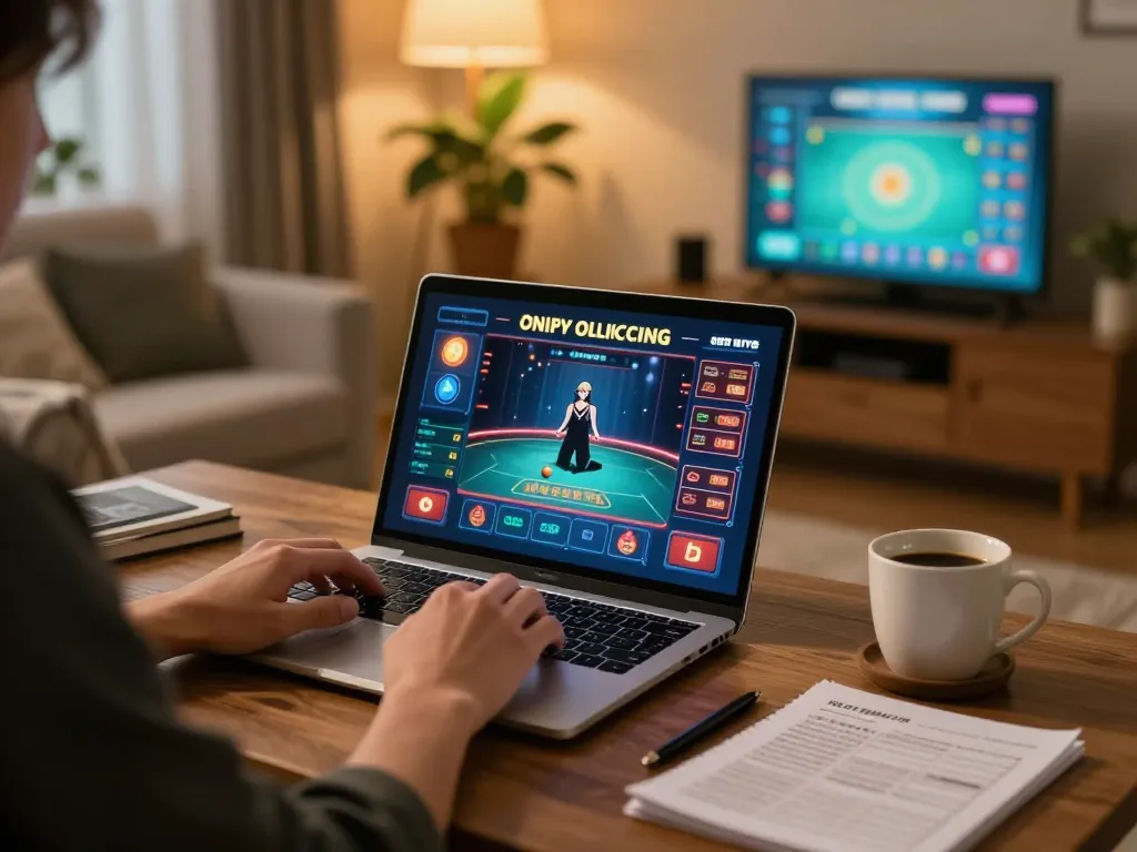 Engaging in online gambling at home with NHÀ CÁI F168, showcasing immersive gameplay.