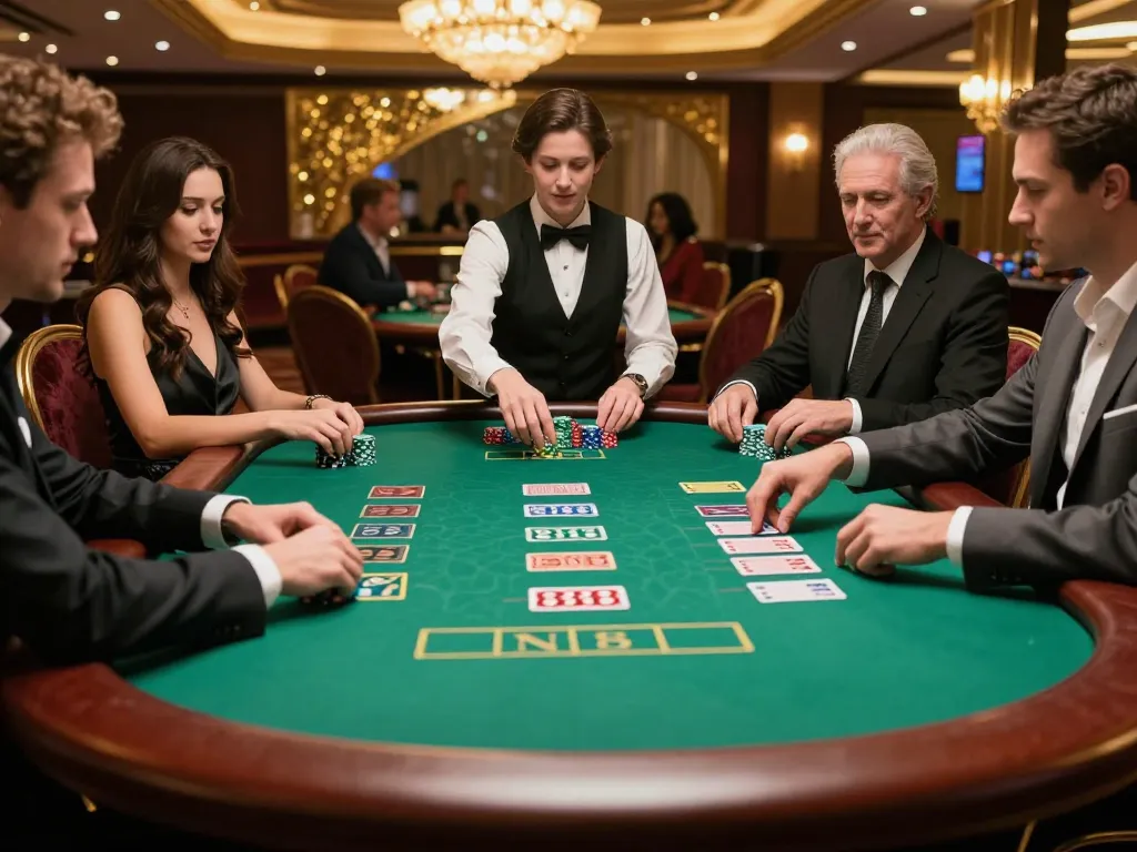 Players engaged in a high-stakes game at the blackjack table representing casino online 888new
