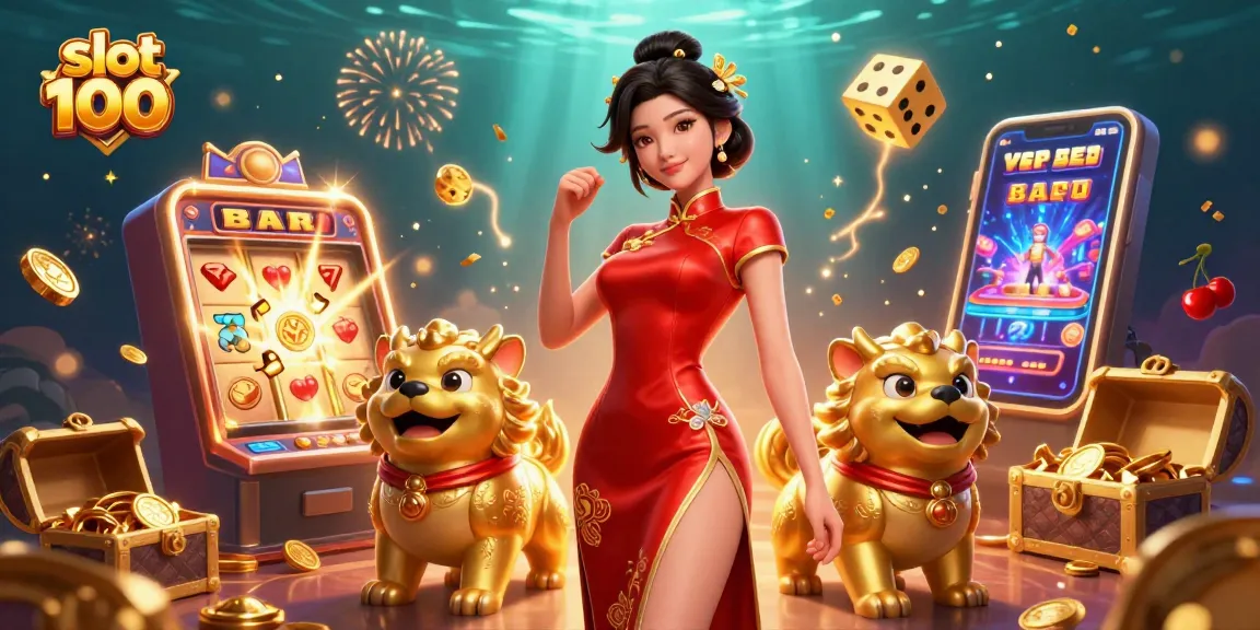 Winning strategies for the slot bet 100 at vibrant casino with fireworks and jackpots.