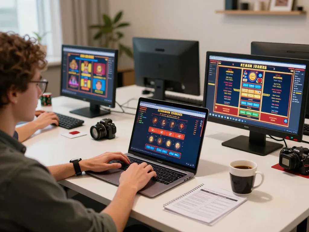 Engaging online gaming setup showcasing nhà cái 888VI with poker game displayed on laptop.