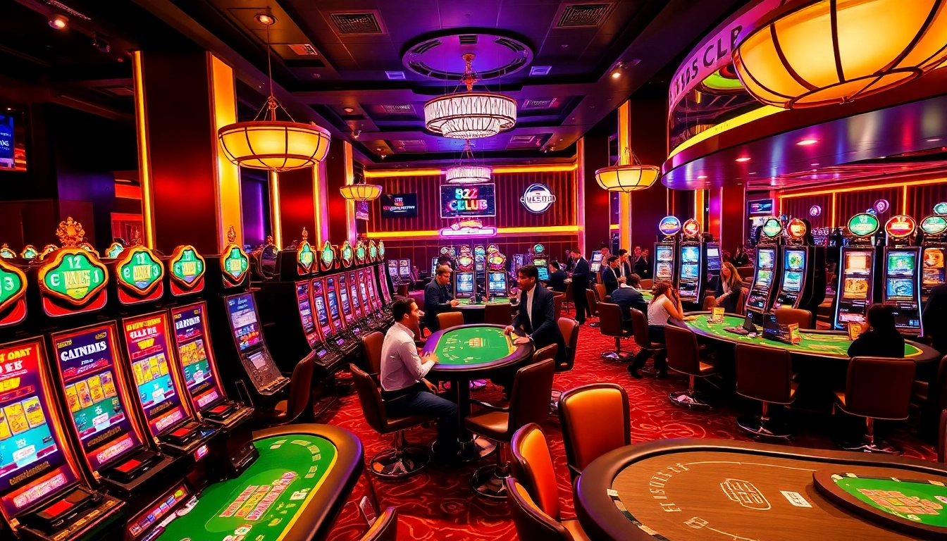 B52 CLUB players enjoying vibrant games at the poker table in a luxurious casino setting.